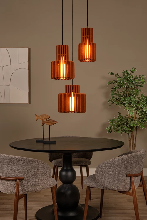 Lucide ROLLO - Suspension - 3xE27 - Terre cuite - ambiance 1